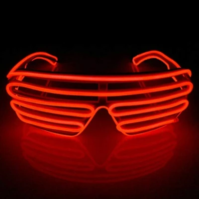 Image of Neon El Wire LED Light Up Shutter Flashing Glasses Eyewear for Nightclub Halloween Rave Party Disco DJ Music,Concert Live,Fancy Dress (Red)