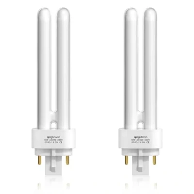 Image of BrightWish 13W G24q 1 4 Pin Light Bulbs, Compact Fluorescent Lamp, CFL Bulb, Warm White 2700K, 2U Double Tube Energy Saving Non Dimmable, 850LM AC220V 240V, 2 Pack