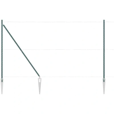 Image of vidaXL Fence Posts with Spike 52 pcs Ø32 mm 170 cm Galvanised Steel