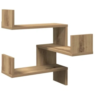 Image of vidaXL wall corner shelf artisan oak 40x40x49.5 cm engineered wood living room/bedroom/office modern decor