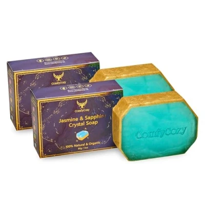 Image of ComfyCozy Crystal Soap Natural Hand &amp; Body Wash Luxury Beauty Pamper Gift, Jasmine, 2 Pack