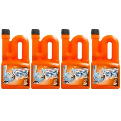 Image of One Chem Heavy Duty Sink and Drain Unblocker 4 x 750ml Powerful formula for indoor outdoor use