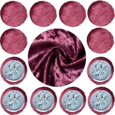 Image of Covered Hoop Back Buttons Upholstery Crush Velvet Fabric for Headboards Sofas 30L/18 mm (Burgundy, 10 Buttons)
