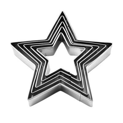 Image of Star Cookie Cutter Vegetable Fruit Cutters Shapes 5 Piece Metal Cutters, Sandwiches Biscuit Mold for Holiday Baking