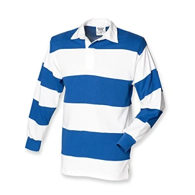 Image of Front Row Sewn Stripe Rugby Shirt : Color White Size XXL