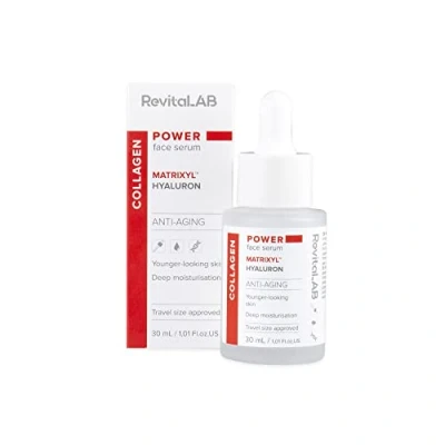 Image of RevitaLAB Power Anti Aging Face Serum and Moisturiser with Collagen, Matrixyl, Hyaluronic Acid, 30ml