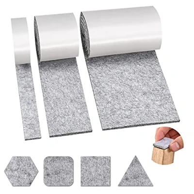 Image of Furniture Pads Floor Protectors,3 Rolls Felt for Feet Self Adhesive Anti Slip Chair Leg Protectors Table Bed Sofa Legs(Grey)