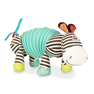 Image of B. Toys Snugglies Squeezy Zeeby Musical Accordion Zebra Plush Sensory 100% Non Toxic and BPA Free