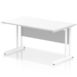 Image of Impulse 1400 x 800mm Scalloped Edge Straight Office Desk White Top Cantilever Leg