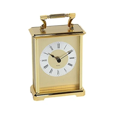 Image of Wm. Widdop Gilt Design Roman Numerals Carriage Clock, Gold