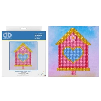 Image of DIAMOND DOTZ Painting, Beginner Kit, Canvas, Home Sweet Home, 15 x 15cm