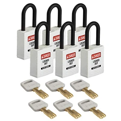 Image of SafeKey Nylon Padlock, 38mm x 84mm 19mm, White, Pack of 6