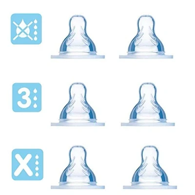 Image of MAM Silk Teat Set of 6 for 4 Months, Fast and Drip Free, Size 3 + X Puree, Pack