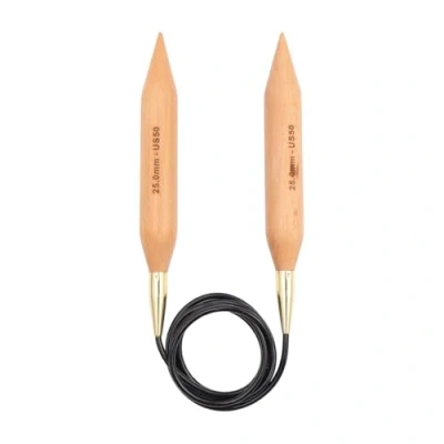Image of KnitPro Jumbo Birch (80cm x 25.00mm) Fixed Circular Knitting Needles 1 Unit,Brown