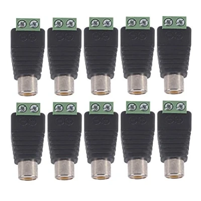 Image of Bestga 10 PCS RCA Female Connector, Phono Plug to AV Screw Terminal Audio Video Connector Adapter for CCTV Security Camera System