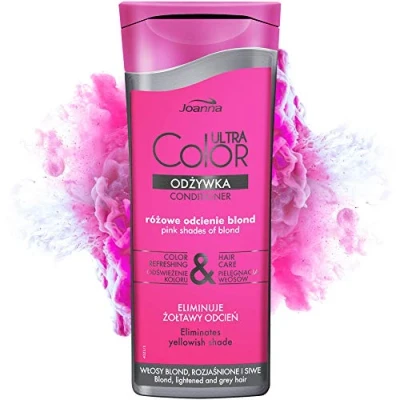 Image of Joanna Ultra Color Conditioner For Pink Shades Of Blond Colour Refreshing &amp; Hair Care Moisturising Ingredients Prevent Frizz Ideal Cool Neutralises The Yellowish Hue 200 g