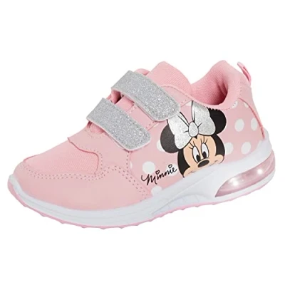 Image of Disney Girls Minnie Mouse Light Up Trainers White/Pink 12 UK Child