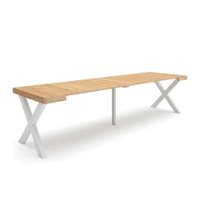 Image of Skraut Home Extendable Console Table Folding Dining 300 For 14 diners Solid wood legs Modern Style Oak