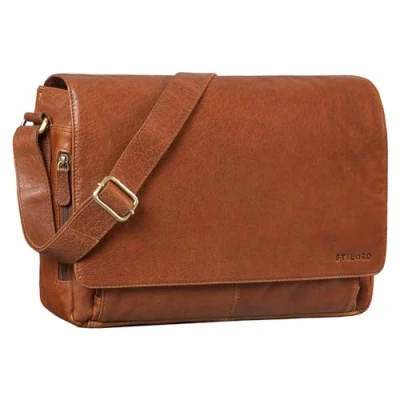 Image of STILORD &#039;Tom&#039; Vintage Leather Messenger Bag for 15 Inch Laptop Shoulder Office Work Large Genuine Business Satchel A4, Colour:maraska Brown