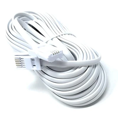 Image of DRUT 15m BT to 4 Wire 431A Male Plug Telephone Flat Cable Lead 0.5ft White