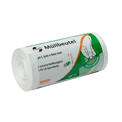 Image of Deiss First Plus Bin Liners, White, 30 L, Pack of 50