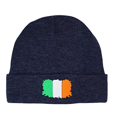 Image of TeddyTs Men&#039;s Ireland Flag Thermal Knit Beanie Hat (Navy)