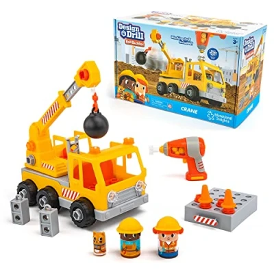Image of Learning Resources Design and Drill Bolt Buddies Crane Take Apart Toy with Electric Drill, Preschool STEM Toy, Boys Girls Ages 3+