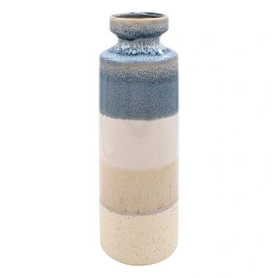 Image of Lesser &amp; Pavey Ocean Blue, Cream, Beige, Neutral Coloured Multional Effect Tall Vase Small, Medium or Large Sizes (Small)