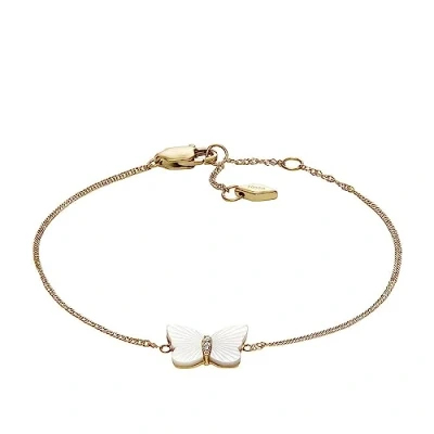 Image of Fossil Bracelet for Women Radiant Wings, White Mother of Pearl Butterfly Chain Bracelet, Length: 169mm+32mm, Width: 13.2mm, Height: 10mm, JF04425710