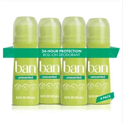 Image of Unscented Original Roll On Antiperspirant Deodorant by Ban for Unisex 3.5 oz