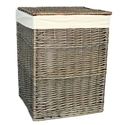 Image of Red Hamper Large Antique Wash Square Laundry Basket, Brown