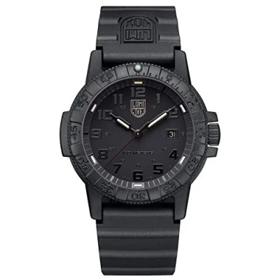 Image of Luminox Leatherback SEA Turtle Blackout XS.0301.BO.L Small Mens Watch 39mm Military in Black Date Function 100m Water Resistant