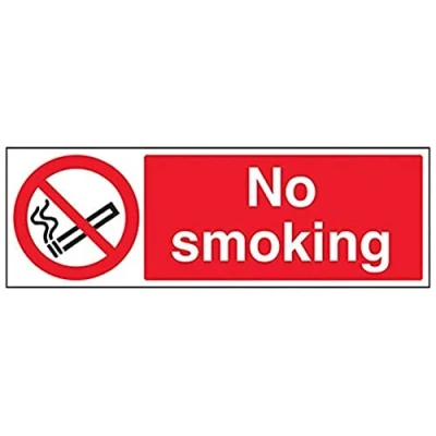 Image of VSafety No Smoking Prohibition Sign Landscape 450mm x 150mm 1mm Rigid Plastic