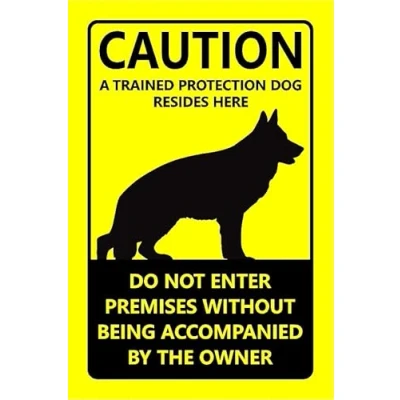 Image of Caution trained dog resides here do not enter without owner safety sign 1mm flexible Plastic (400mm x 300mm)