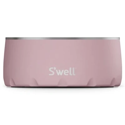 Image of S&#039;well Stainless Steel Dog Bowl for Small to Medium Size Dogs 16oz, Pink Topaz Non Slip and No Spill Design with Rubber Bottom, Dishwasher Safe BPA Free Pet Food Water