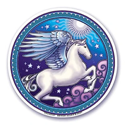 Image of Mandala Arts Colorful Decal Window Sticker 4.5&quot; Double Sided &quot;Pegasus&quot; by Bryon Allen (S45)