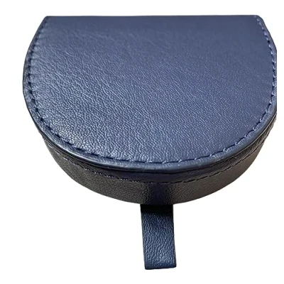 Image of Lorenz Goat Nappa Leather Horseshoe Shape Tray Purse with Note Section Blue