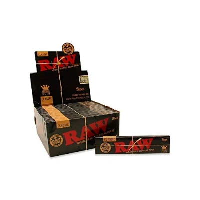 Image of Raw Black King Size Slim Natural Unrefined Rolling Papers 1 Pack 32 Leaves