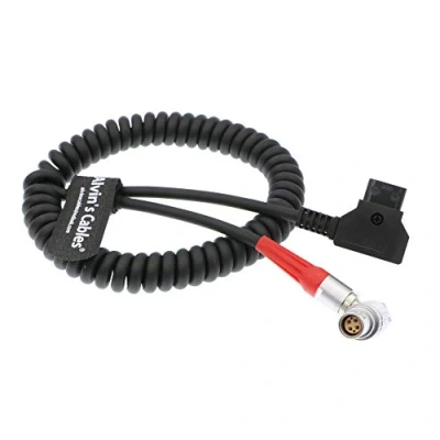 Image of Alvin&#039;s Cables Red Scarlet Epic Camera Power Coiled Twist Cable 6 Pin Right Angle Female to D Tap