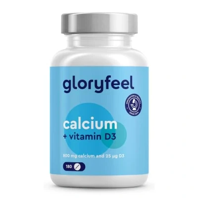 Image of Calcium and Vitamin D3 Tablets Supplement with 800 mg Carbonate + 1000 IU per Daily dose 180 Vegetarian (3 Months) Supplements for Women &amp; Men
