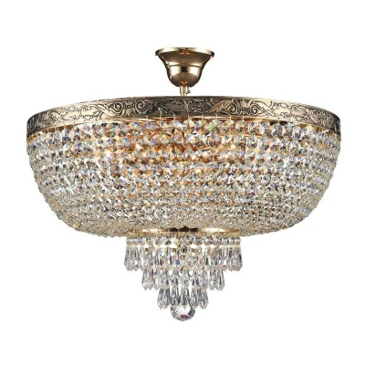 Image of Palace Semi Flush Ceiling Gold Antique &amp; Crystal, 6 Light, E27