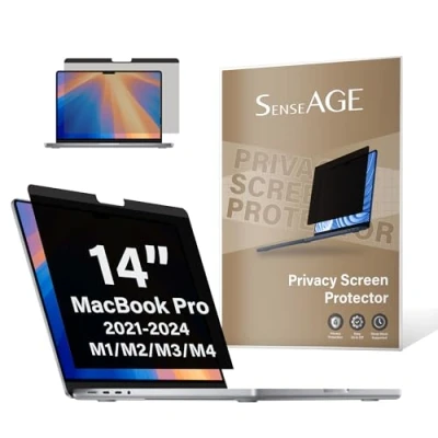 Image of SenseAGE Magnetic Privacy Screen Filter for MacBook Pro 14 inch, Easy On/Off Anti Blue Light, Glare Protector, Compatible with Apple Mac Laptop inch (2021 2023 M1/M2/M3)