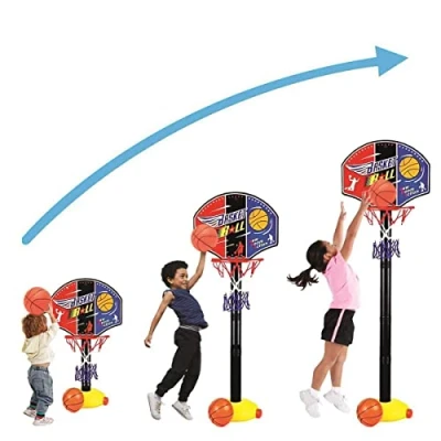 Image of xwin sportseries Basketball Hoop for Kids Height Adjustable Net Ball Pump Portable Indoor Outdoor Fun Activity Ideal Sports Gift Children