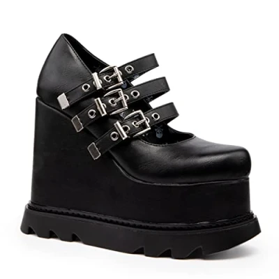 Image of LAMODA Supernova Chunky Platform Wedges, UK 3 Black Pu