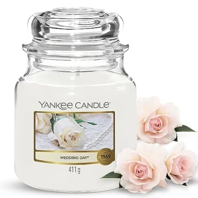 Image of Yankee Candle Scented Wedding Day Medium Jar Long Burning Candles: up to 75 Hours Gifts for Women