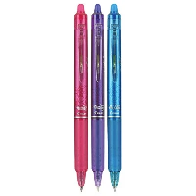Image of PILOT FriXion Ball Clicker Erasable Gel Ink Retractable Pen, Fine Point, 0.7mm, Assorted Colors, 3 Pack (Pink, Purple, Turquoise)