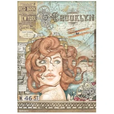 Image of Stamperia Intl Rice Paper Sir Vagabond Aviator Lady, Polyester, White, OSFA