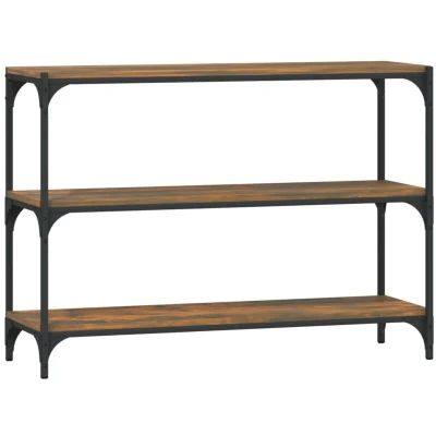 Image of vidaXL Book Cabinet Smoked Oak 100x33x70.5 cm Engineered Wood and Steel