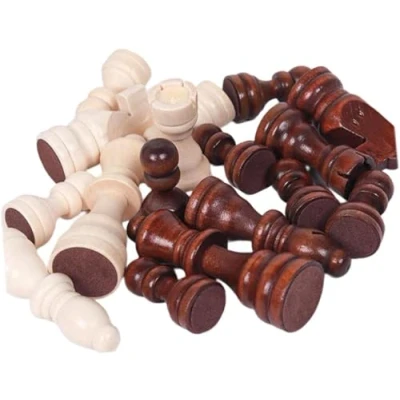 Image of 32Pcs Wooden International Chess Pieces with No Board, Portable Tournament Entertainment Board Game Set