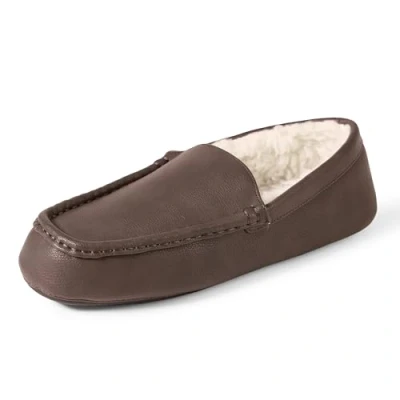 Image of Amazon Essentials Men&#039;s Moccasin Slipper, Dark Brown Faux Leather, 7 UK